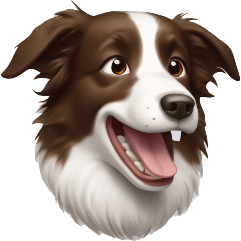 Brown border collie laughing white neck  emoji