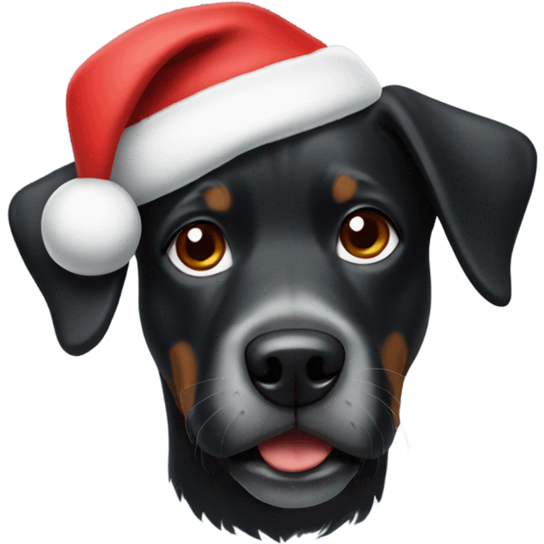 black dog wearing santa hat emoji