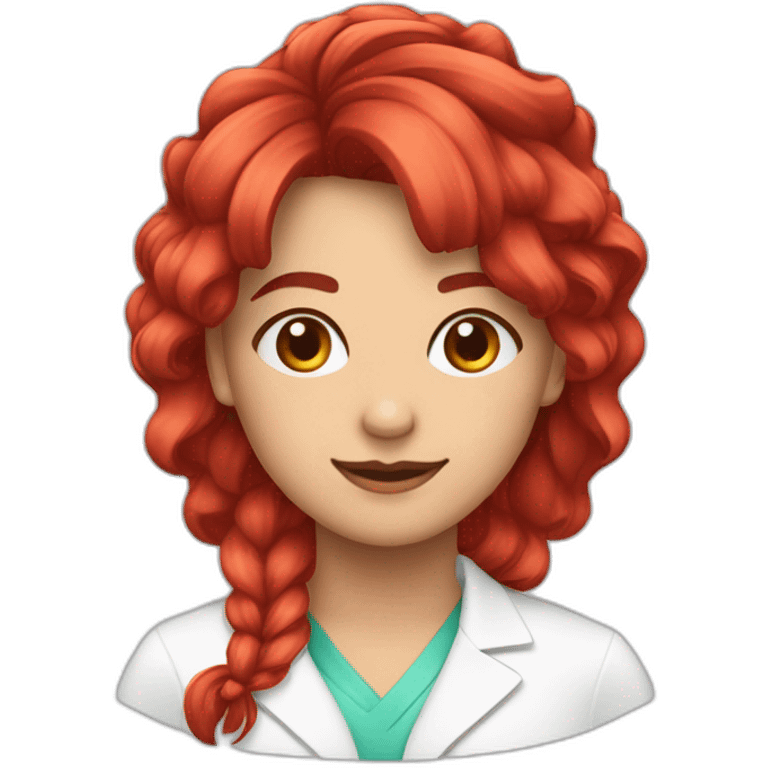 Farmacêutica cabelo vermelho com franja emoji