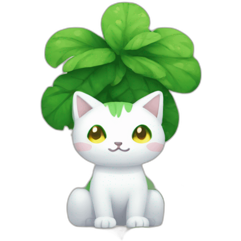 Pixel art 32x32 cute green plant cat emoji