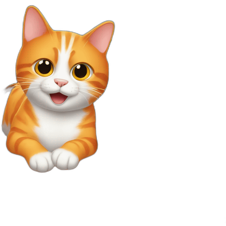 orange cat checking white car engine emoji