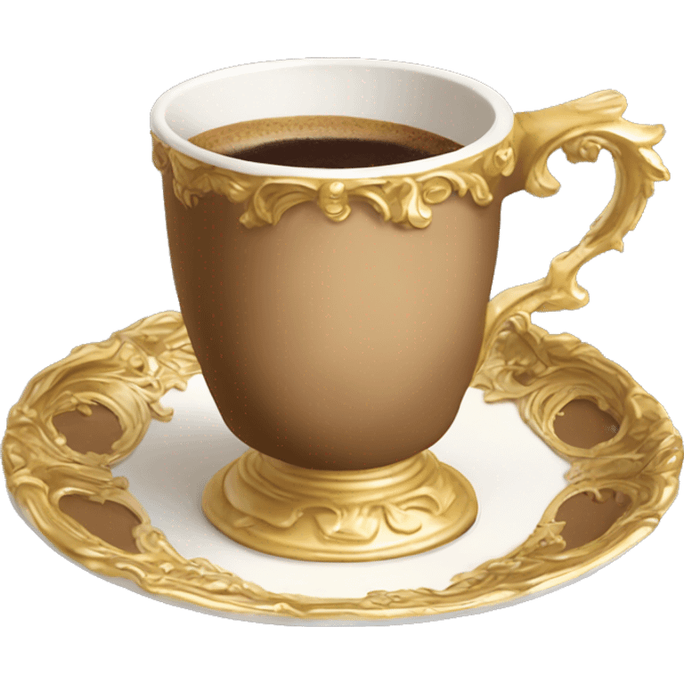 Light brown and gold vintage rococo coffee cup  emoji