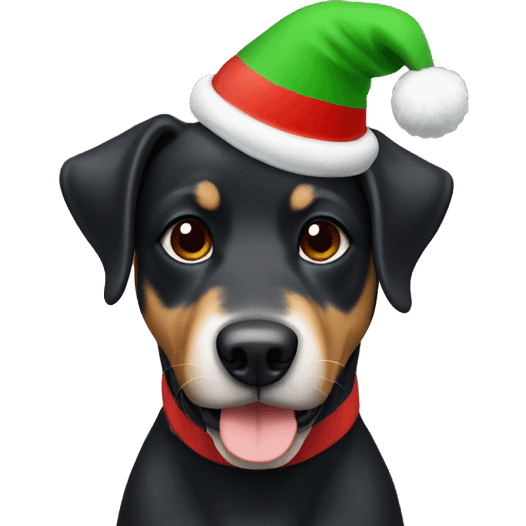 Dog wearing Christmas hat black dog  emoji