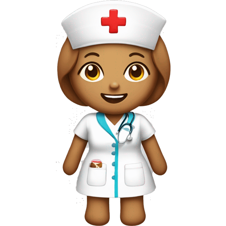 Realistic gingerbread girl nurse isolated  emoji