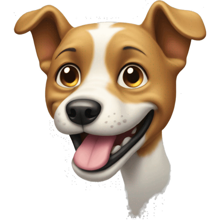 dog with smily silly face emoji