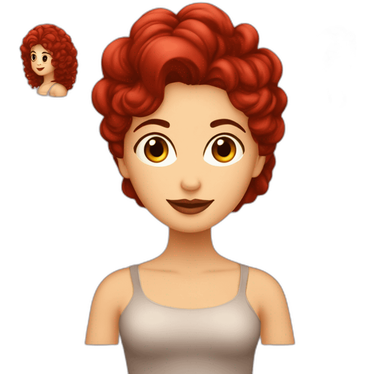 terapeuta vocacional mujer de cabello rojo rizado largo sin lentes emoji