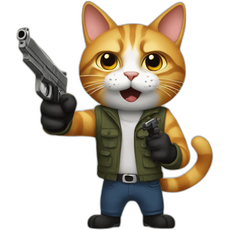 cat pointing a gun emoji