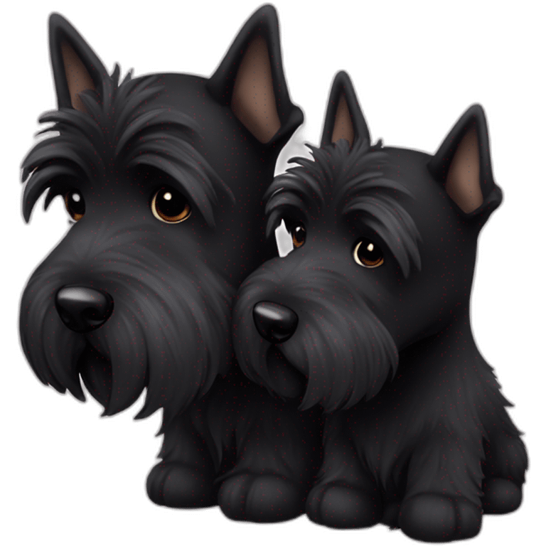 Two black Scottish terrier kissing emoji