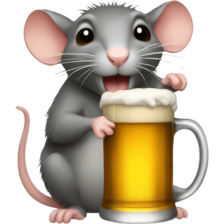 Rat drinks beer emoji