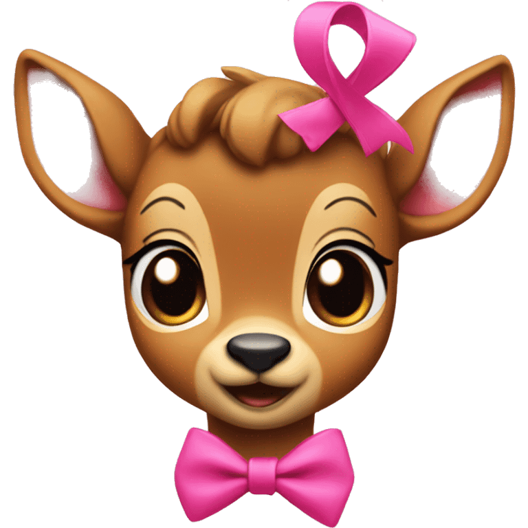 A bambi with a pink ribbon emoji