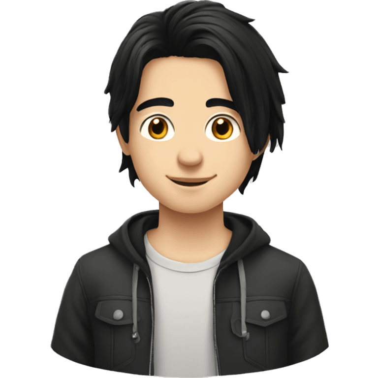 european teenager boy long black hair emoji