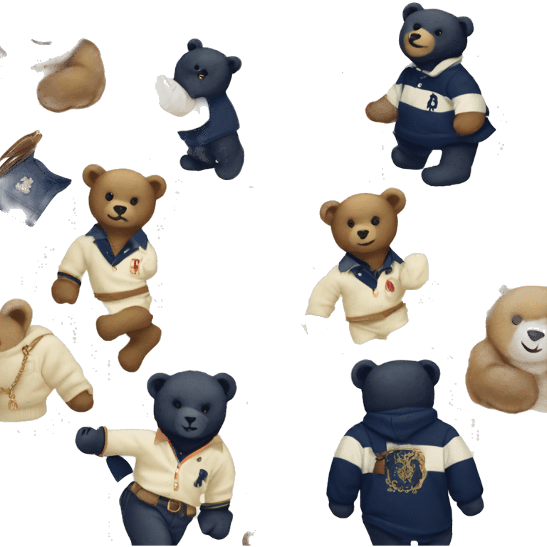 Polo Ralph Lauren bear, preppy old money style, cream colors and navy emoji