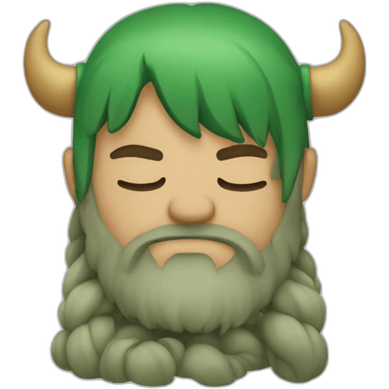 green haired viking sleeping emoji