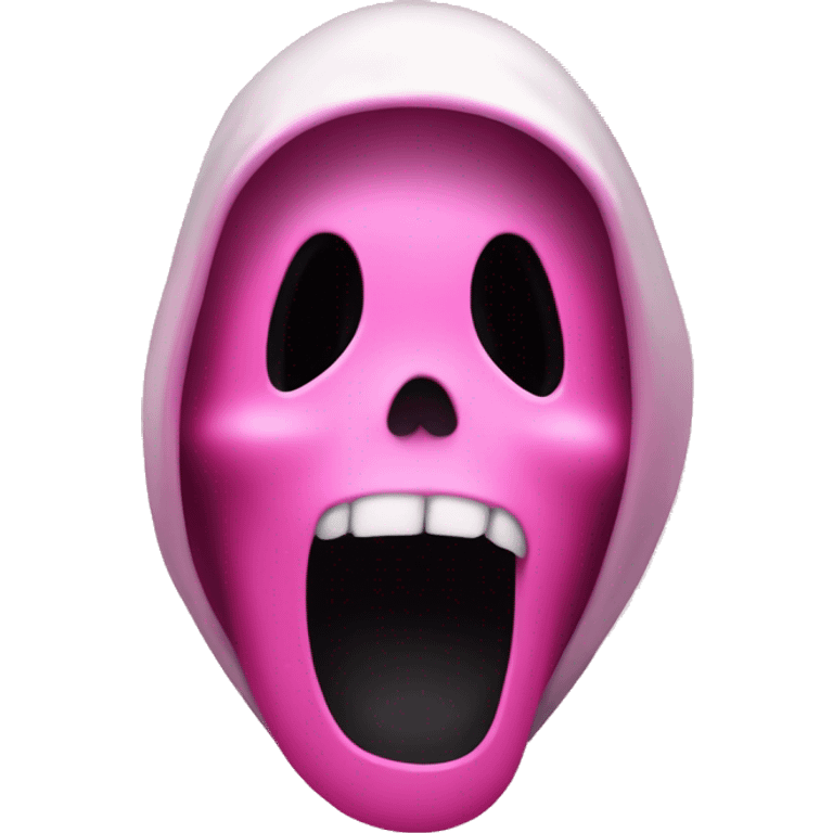 ghostface from scream scary movie in shades of pink with an open screaming black mouth hole emoji