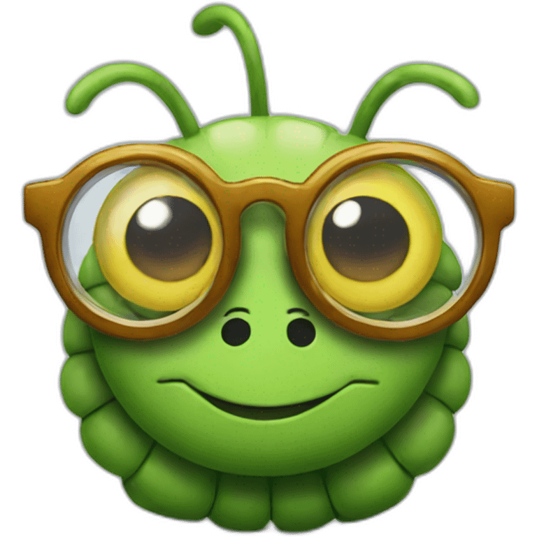 Caterpillar with glasses emoji