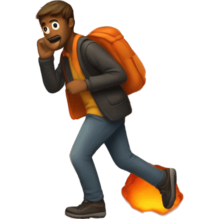 Guy walking over hot lava  emoji