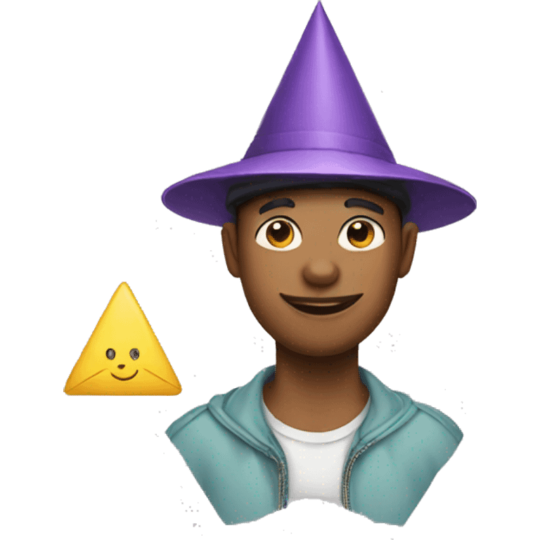 guy with triangle hat and bunny teeth emoji