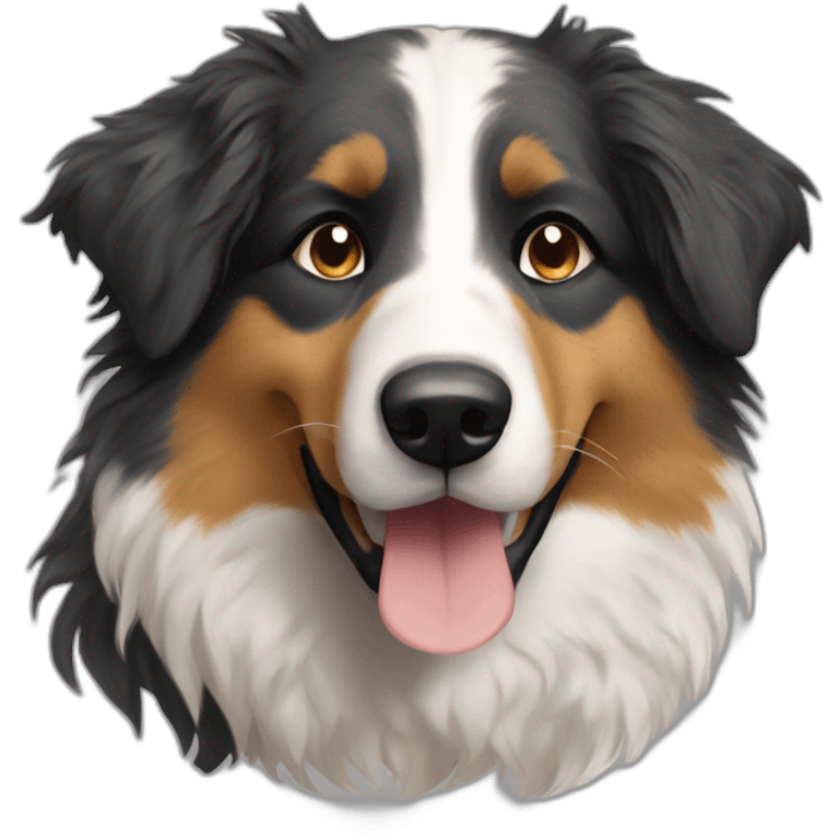 Australian shepperd with an ugly jumper emoji