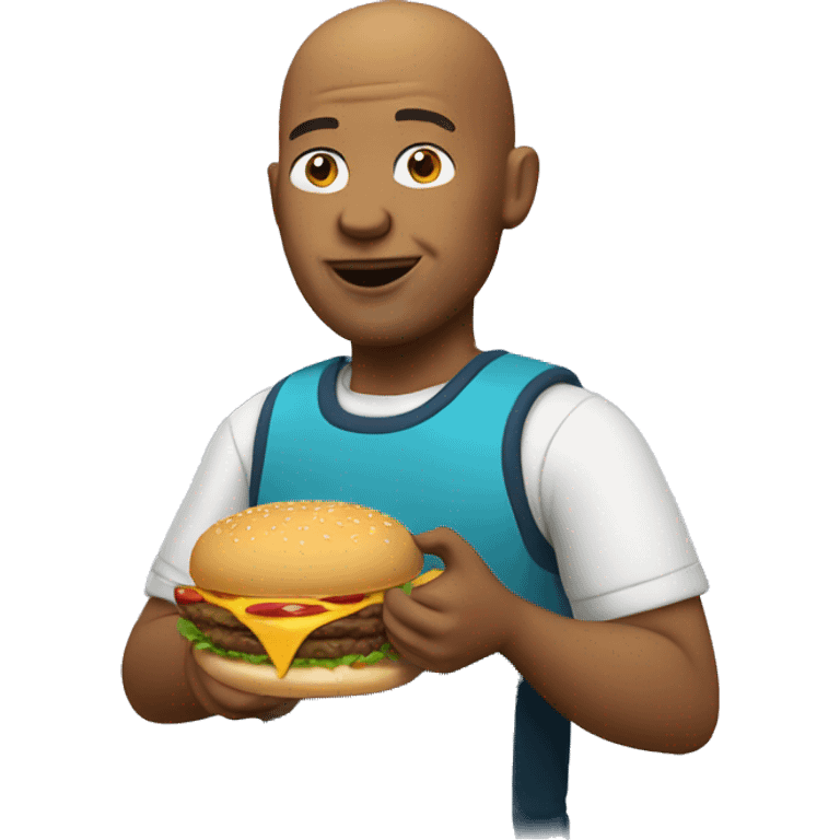 Bald guy eating cheeseburger  emoji