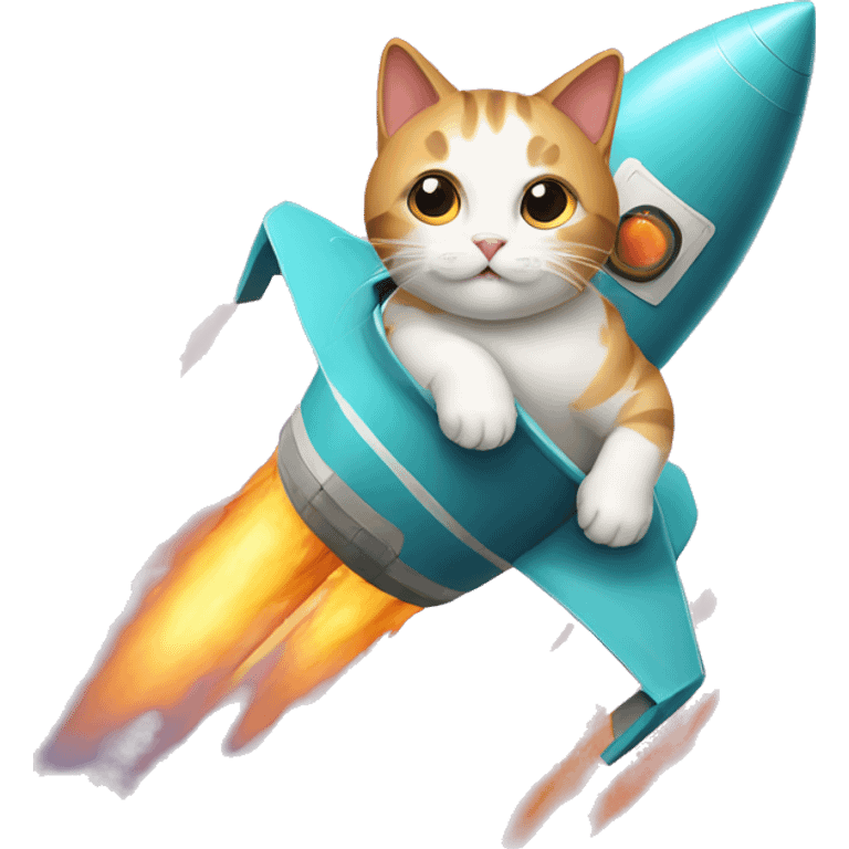 Cats sitting on rockets emoji