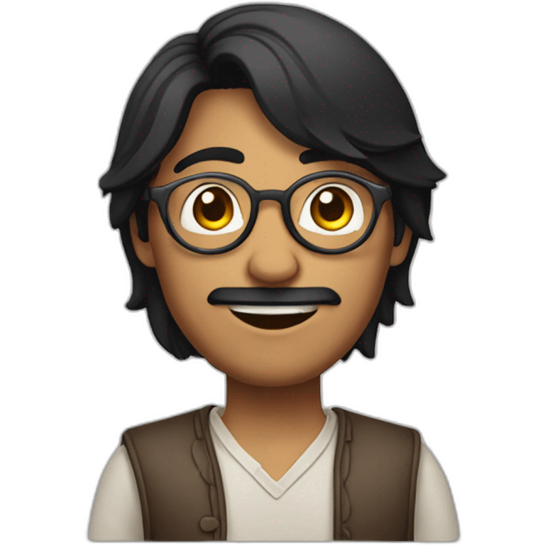 indian guy with fair skin with straight hair with round fully circular glasses black eyes black hair waving hand towards the left side emoji