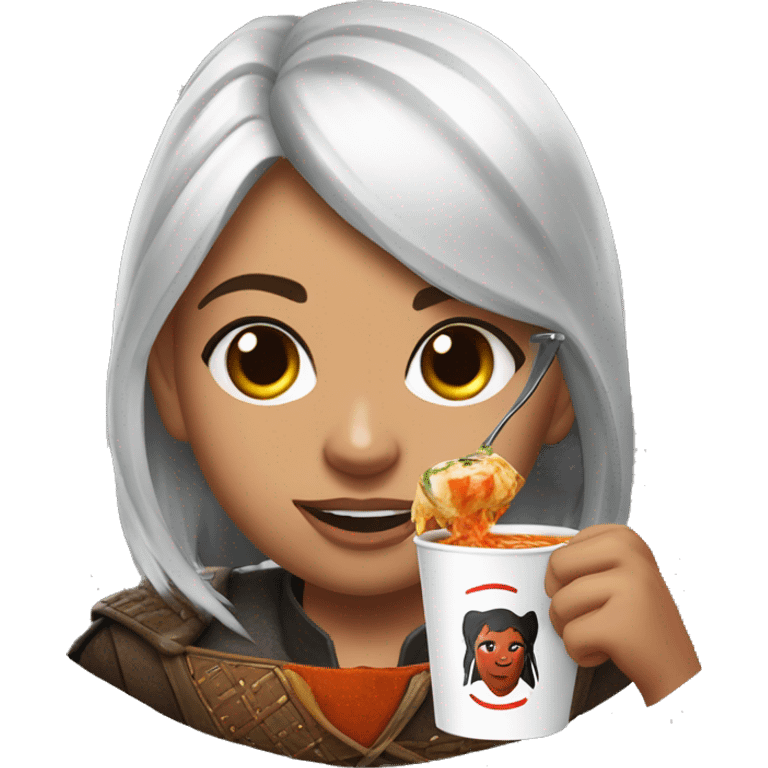 Sasha is playing the Witcher 3 on ps5 and eating Tom yam emoji