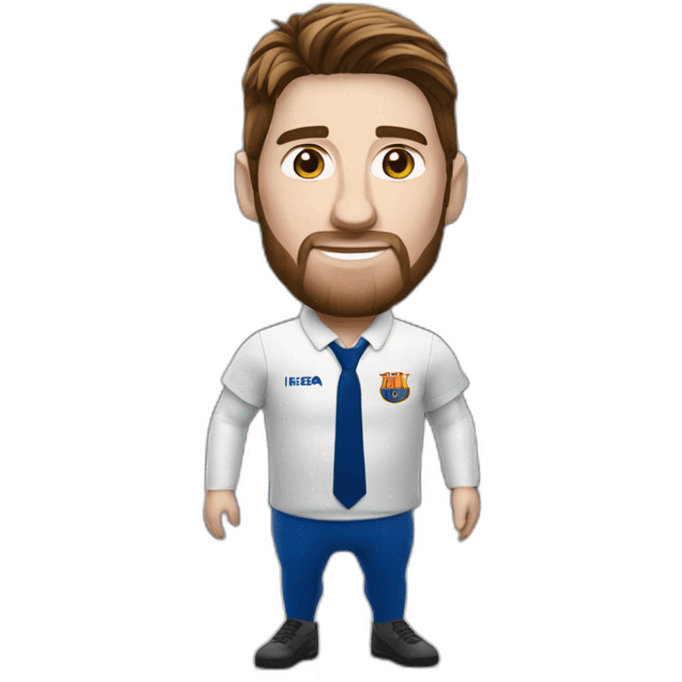 Messi con uniforme de la tienda IKEA de pie emoji