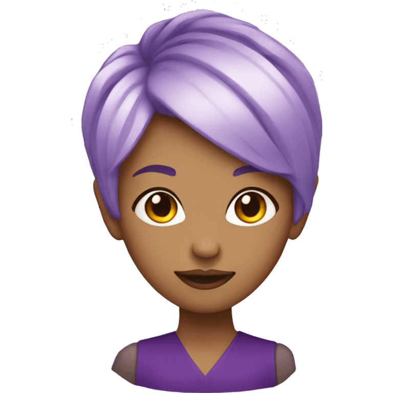 Woman with blonde pixie cut and purple highlights at the front  emoji