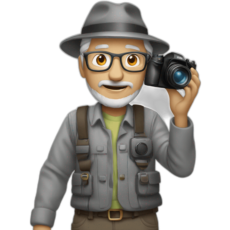 photographer, old, grey, action emoji