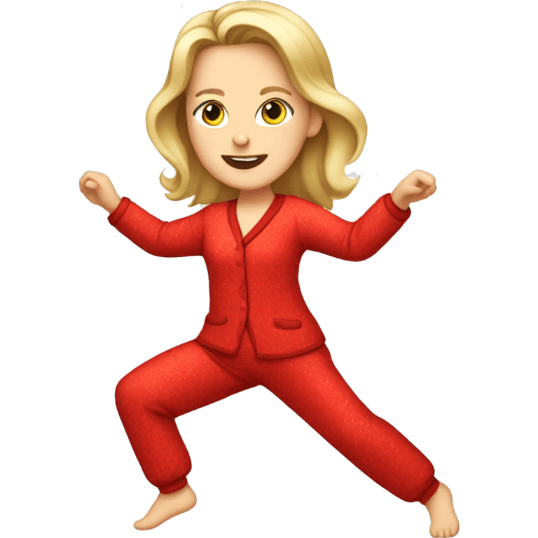 White Girl dancing in red pajamas  emoji