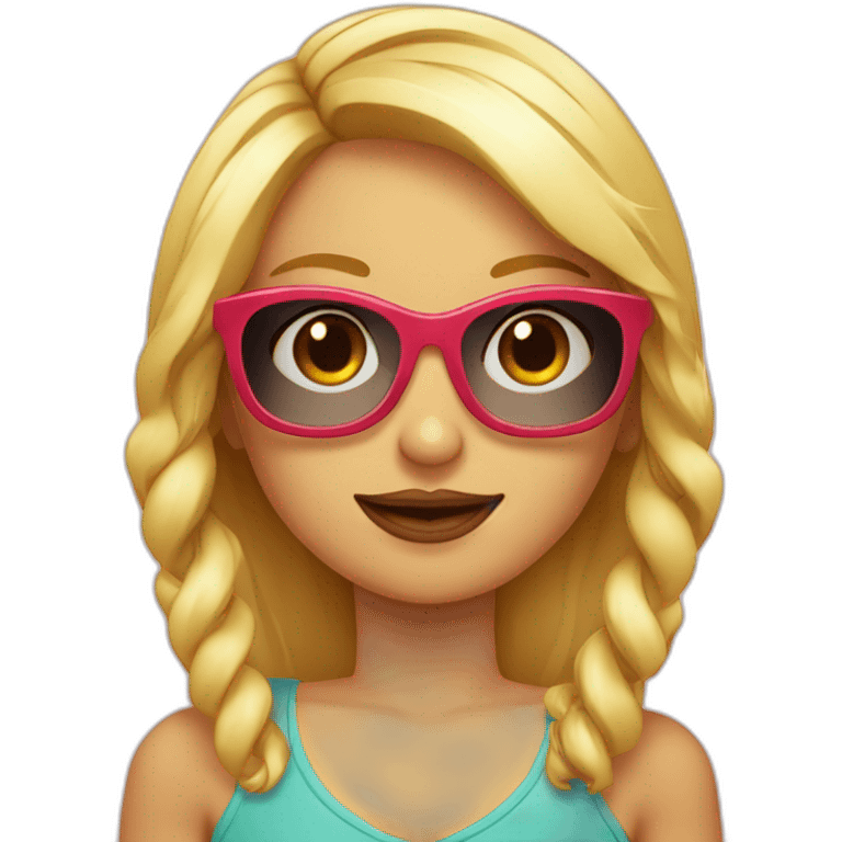 chica rubia con chico de barba y chica pelirroja con gafas emoji