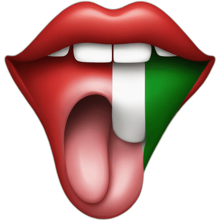 tongue out of mouth in italian flag colours emoji