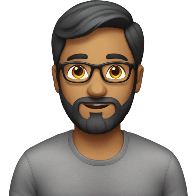 realistic emoji of an indian man in his 20s with a beard, glasses and short hair emoji