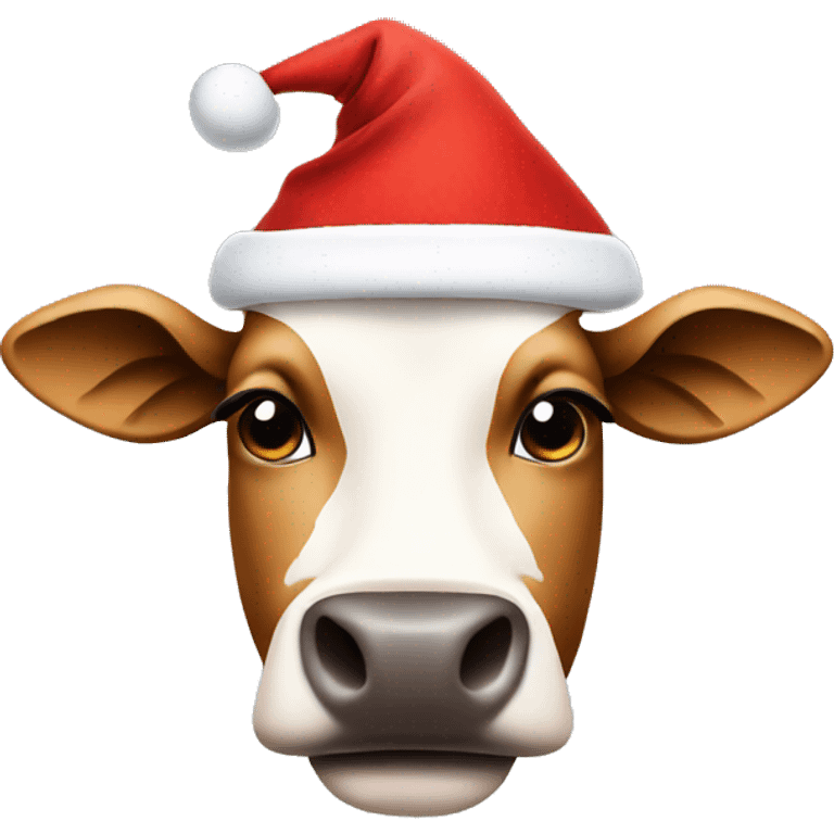 Cow wearing Santa hat emoji