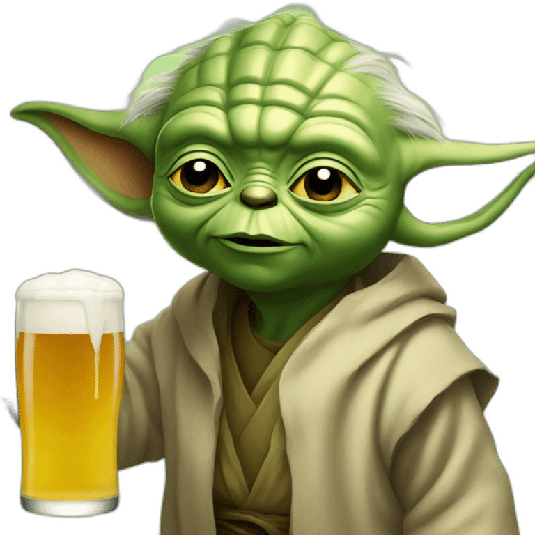 yoda who drink a beer emoji