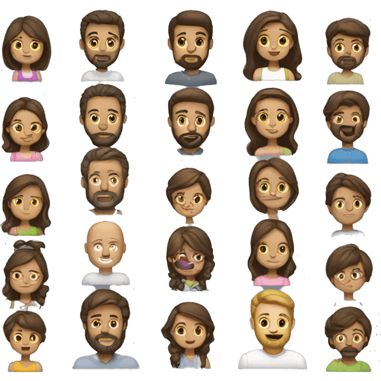 Family man with beard women brown hair girl with brown hair emoji