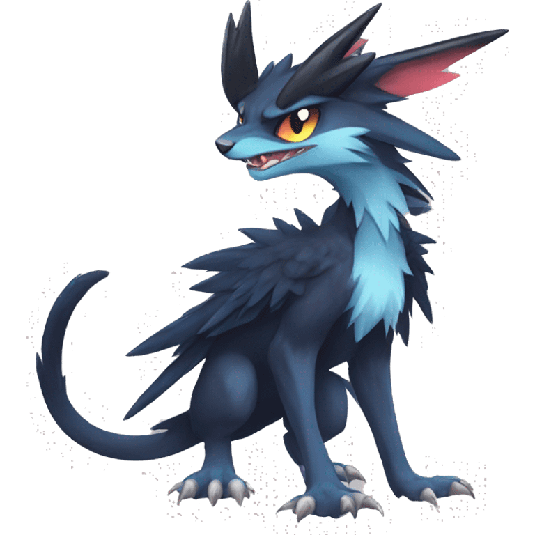 Edgy Cool Fluffy Nargacuga-Noivern-Pokémon-fusion-cat Full Body emoji