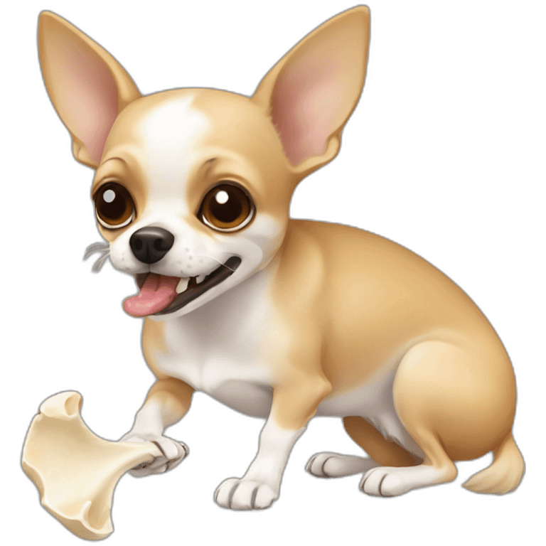 chihuahua biting bone emoji