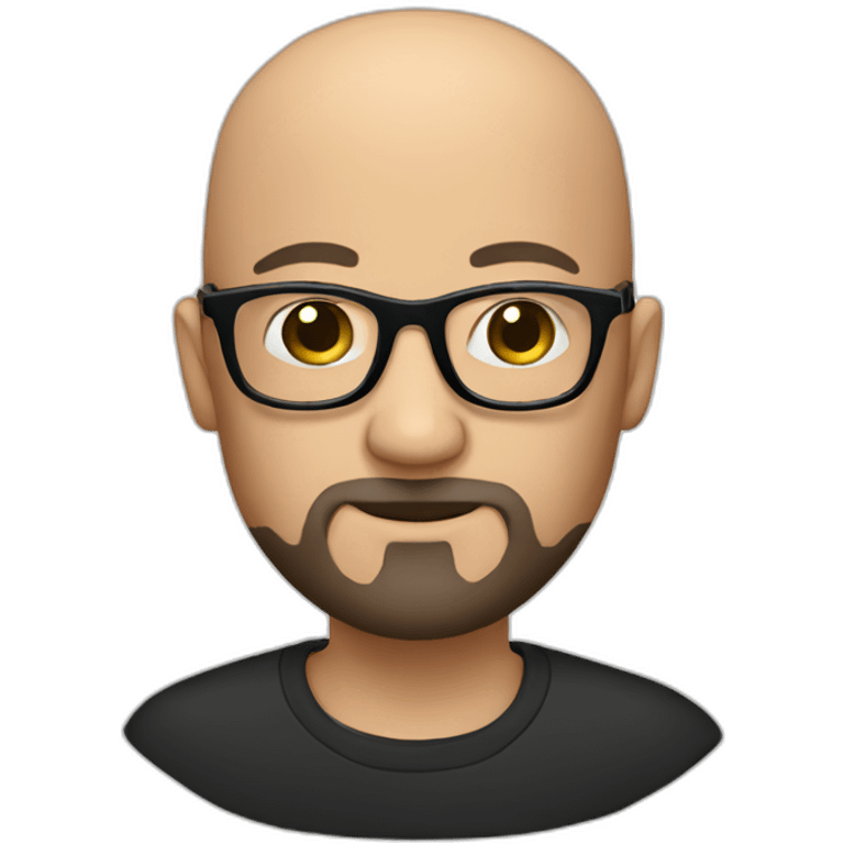 Almost bald head, beard, glasses with black frames and transparent glasses emoji