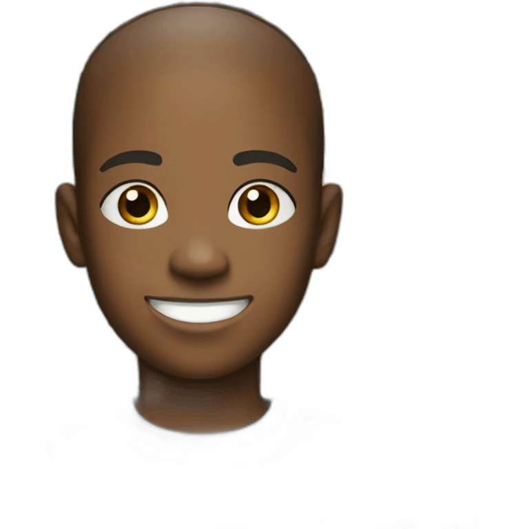 black kid wearing blue shirt smiling with buzzcut emoji