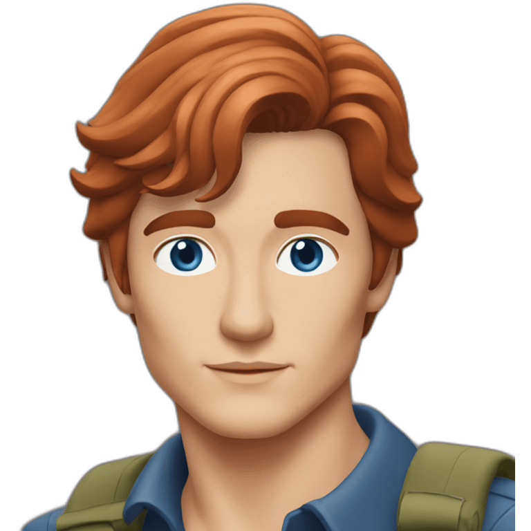 Alain Delon young hiker blue eyes red hair emoji