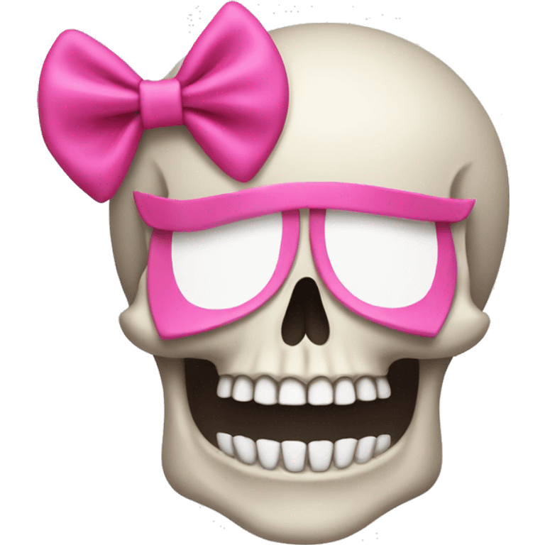 Skull with a pink bow and is smiling emoji