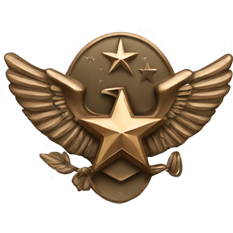 Bronze military badge with stars and an eagle emoji