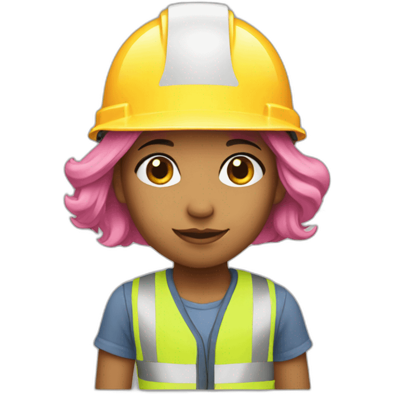 A girl with pink hair in a construction helmet emoji