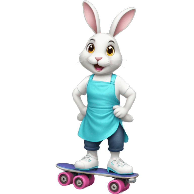 bunny with roller skates wearing an apron emoji