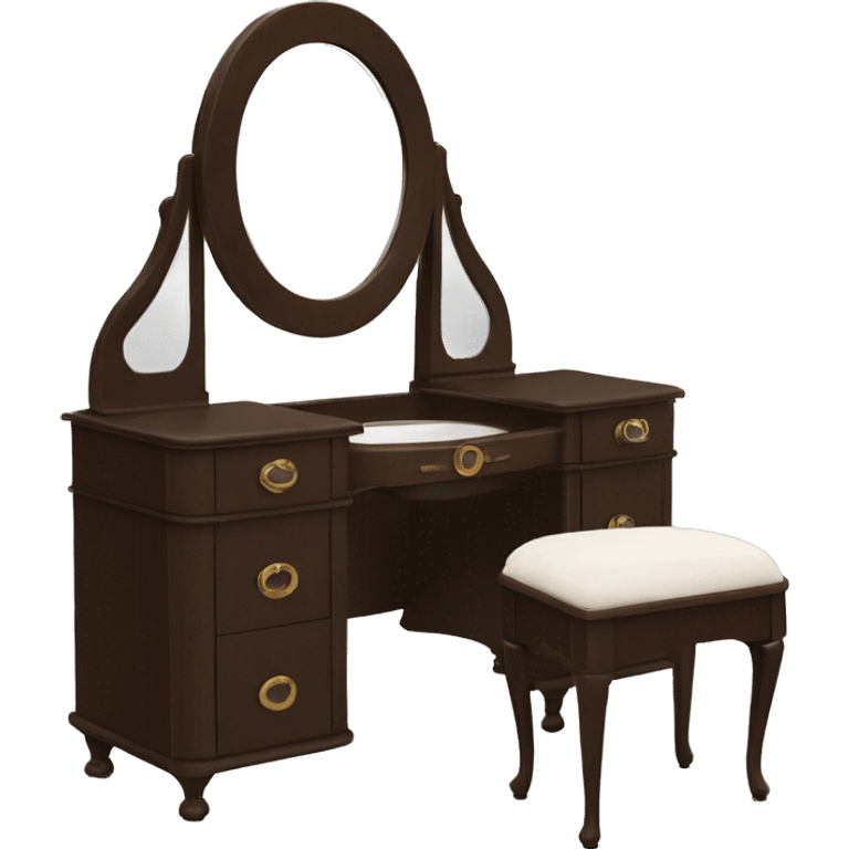 Brown elegant 1920s vintage vanity with round mirror   emoji