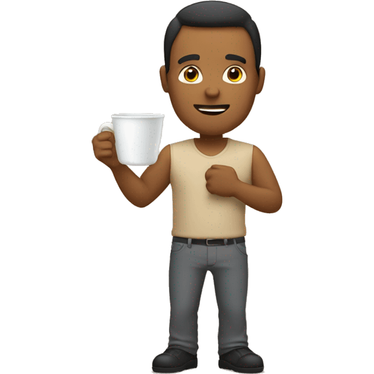 Tan man holding a cup emoji