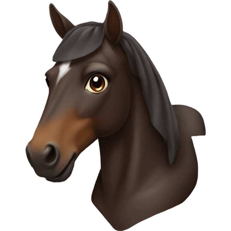 dark brown Horse wearing ear bonnet emoji