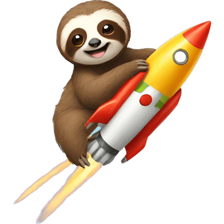 a sloth on a rocket emoji