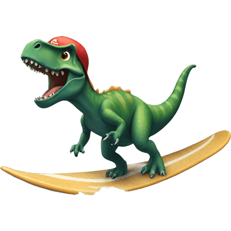 Dinosaur surfing emoji